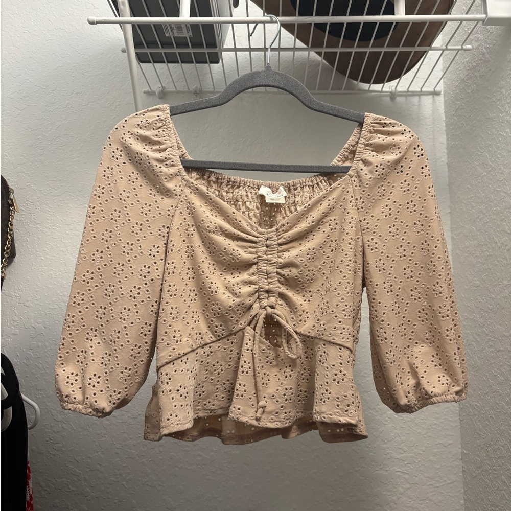 URBAN Romantics Beige Eyelet Blouse